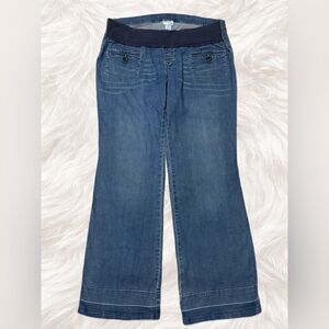 Motherhood Maternity Stretch Bootcut Trouser Jeans Dark Wash Long Inseam Large